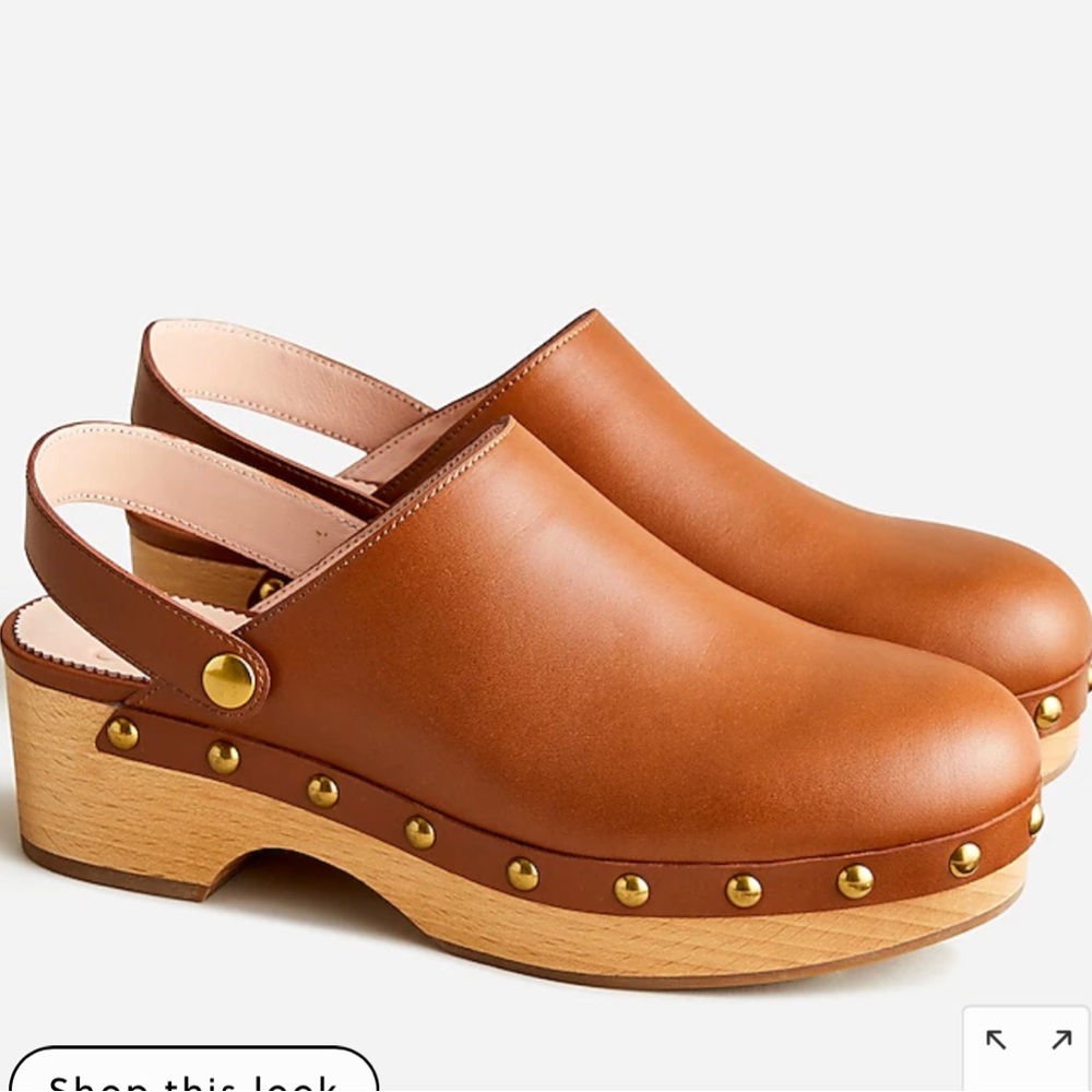 J Crew convertible leather clogs - “rich oak” color